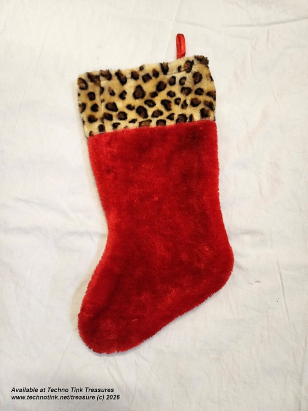 Christmas Stocking -  leopard-print cuff Xmas Stocking